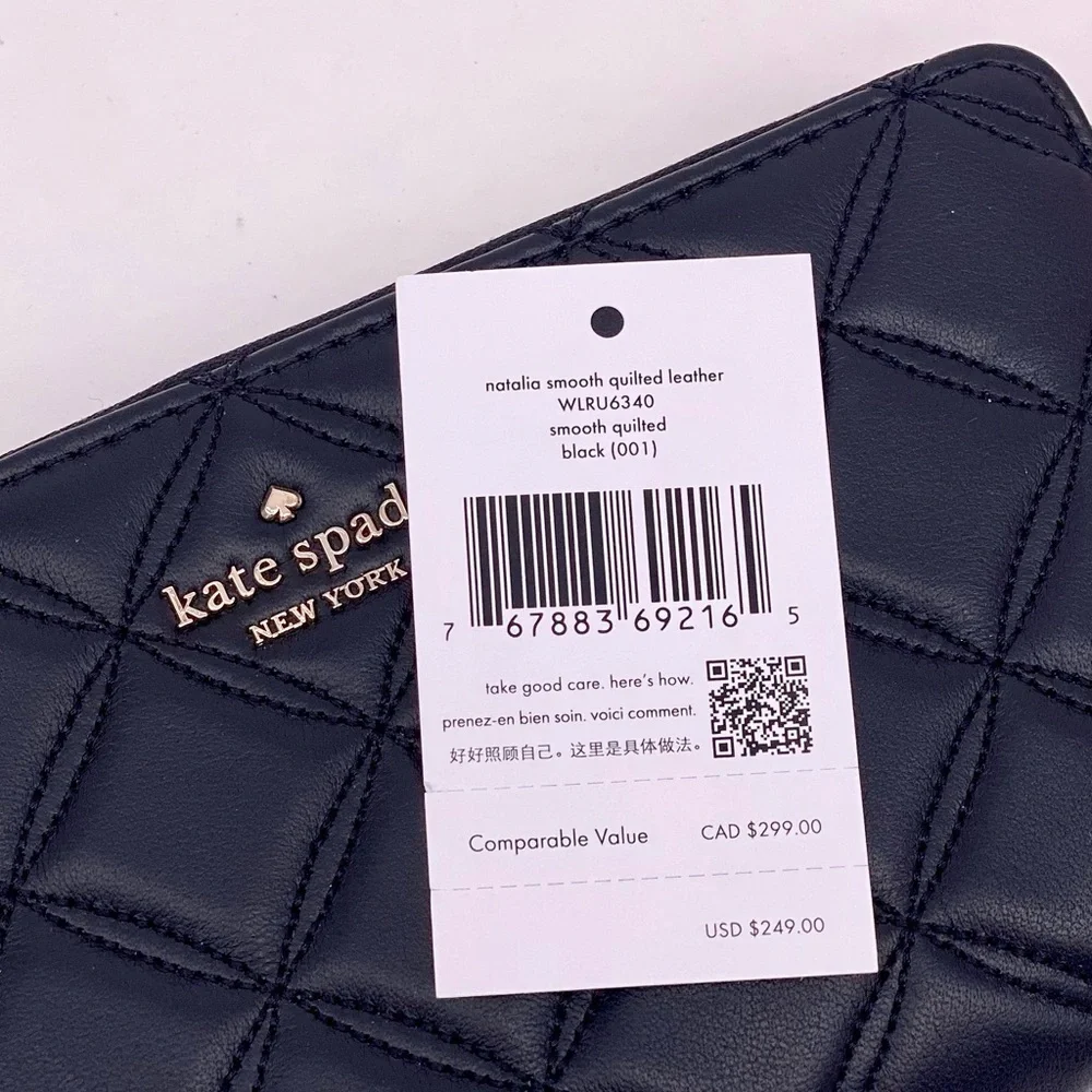 Kate Spade Large Natalia Continental Quilted Leather Wallet Black